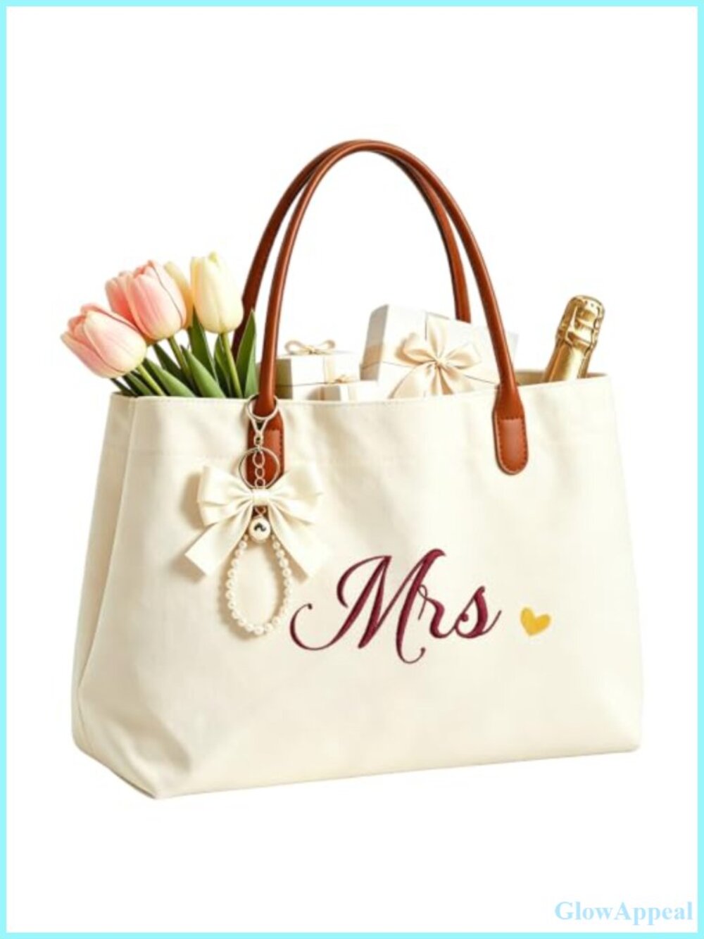 Canvas Tote Bag Large Embroidered Mrs Bride Wedding Gift Women